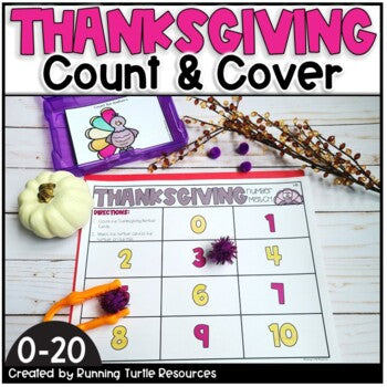 Thanksgiving Number Match Count and Cover Task Cards