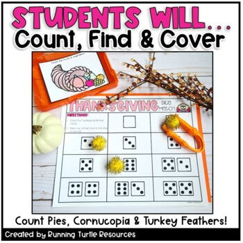 Thanksgiving Number Match Count and Cover Task Cards