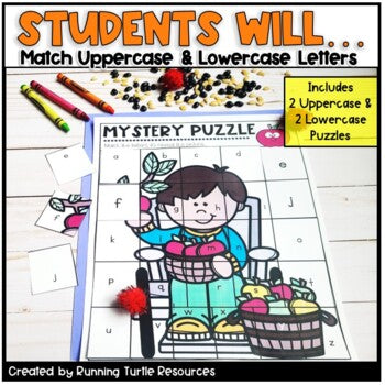 Fall Mystery Puzzles, Autumn Letter and Beginning Sounds Match