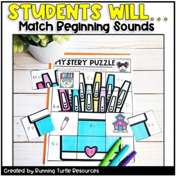 Back to School Letter and Beginning Sounds Match Puzzles