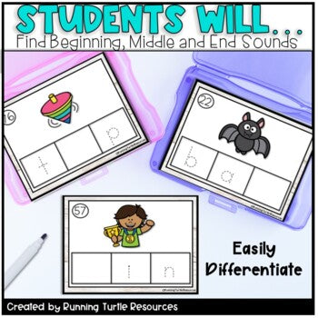 CVC Words Task Cards l Beginning, Middle, End Sounds