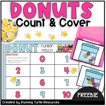 Donut Number Match Count and Cover Task Cards FREE