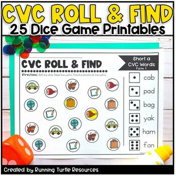 CVC Word Activities l CVC Words Roll and Find Dice Games