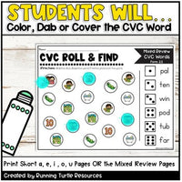 CVC Word Activities l CVC Words Roll and Find Dice Games