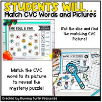 CVC Words Activities, Worksheets and Task Card Bundle