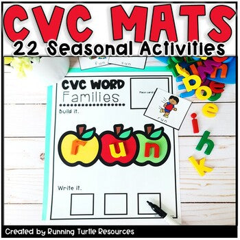 CVC Word Activities l Read Build Write Seasonal Phonics Mats