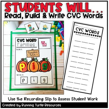 CVC Word Activities l Read Build Write Seasonal Phonics Mats