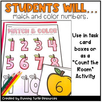 Fall Count and Color Number Match, Autumn Math Centers