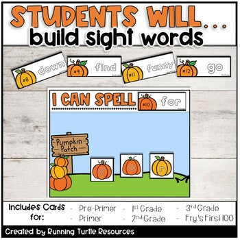 Pumpkin Sight Words, Fall Word Work Center