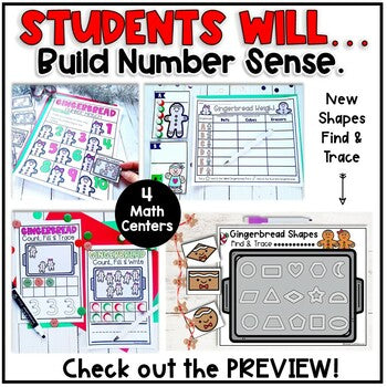 Gingerbread Unit Literacy and Math Centers Bundle