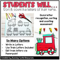 Christmas Name Craft Editable December Holiday Train Craft