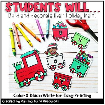 Christmas Name Craft Editable December Holiday Train Craft