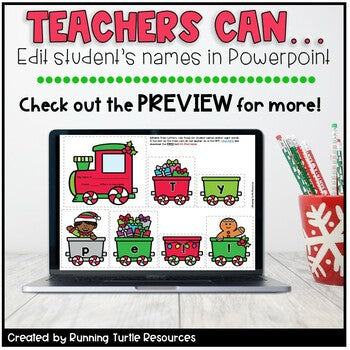 Christmas Name Craft Editable December Holiday Train Craft