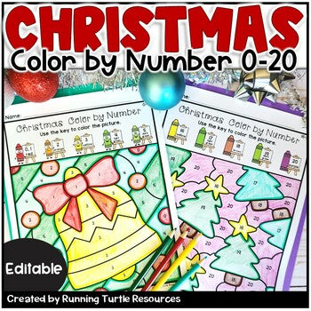 Christmas Color by Number 0-20 l Editable Color by Code Templates ...