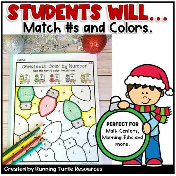 Christmas Color by Number 0-20 l Editable Color by Code Templates