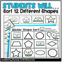 Winter Sorting Shapes Kindergarten Math