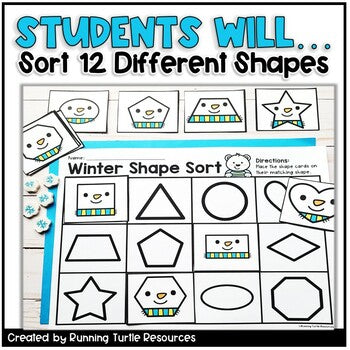 Winter Sorting Shapes Kindergarten Math