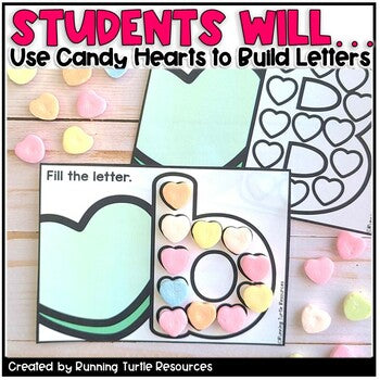 Conversation Hearts Valentine Letter and Number Formation Task Cards