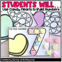 Conversation Hearts Valentine Letter and Number Formation Task Cards