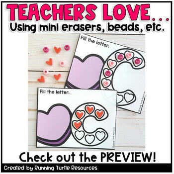 Conversation Hearts Valentine Letter and Number Formation Task Cards