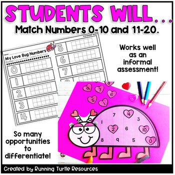 Valentines Day Math Craft EDITABLE Love Bug Craft