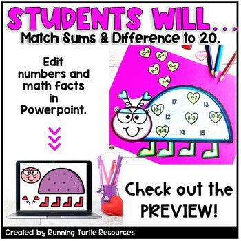 Valentines Day Math Craft EDITABLE Love Bug Craft