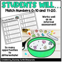 St Patrick's Day Math Craft, Lucky Charm Craft, Number Matching