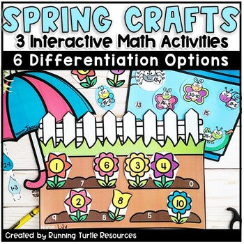 Spring Math Crafts Number Matching and Recognition 1-20 for Kindergarten