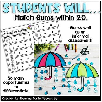 Spring Math Crafts Number Matching and Recognition 1-20 for Kindergarten