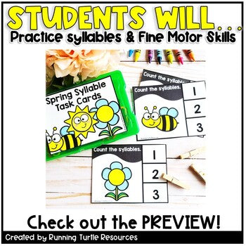 Kindergarten Spring Task Cards l Spring Literacy Centers
